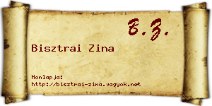 Bisztrai Zina névjegykártya